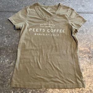 Peet's Coffee Berkeley California 1966 Tee Shirt Womens Small Green Vintage